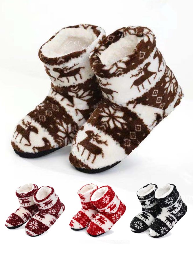 Women's Christmas Non-Slip Warm Home Booties Xmas Boots