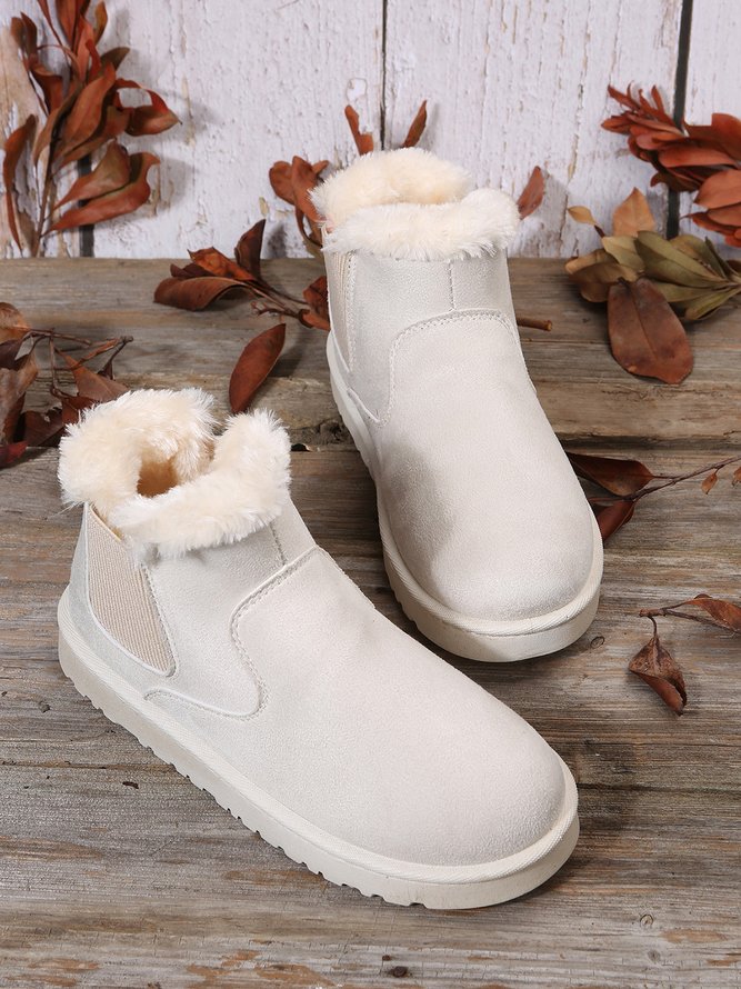 Womens's Winter Plain Slip On Snow Boots