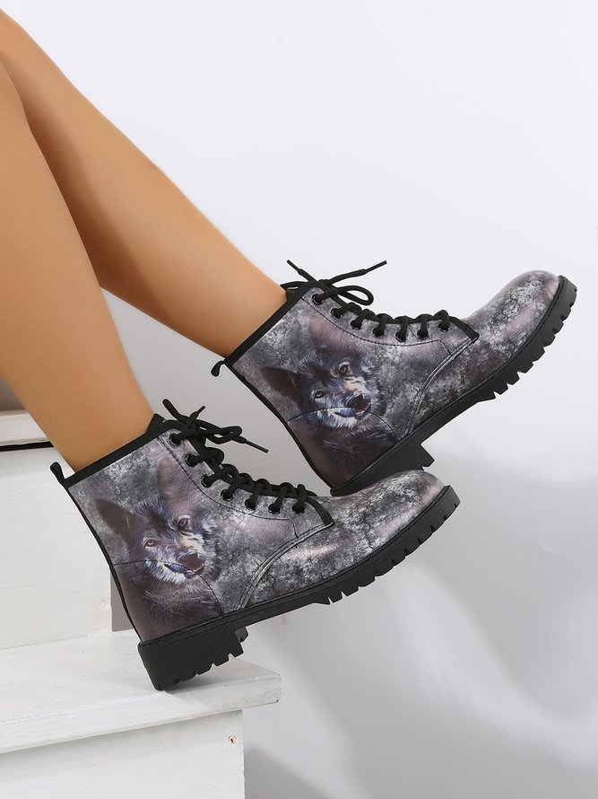 Grey Wolf Graphic Boots