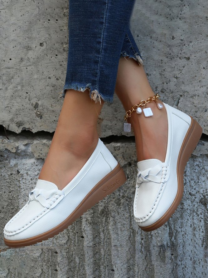 Comfy Braided Strap Flat Loafers