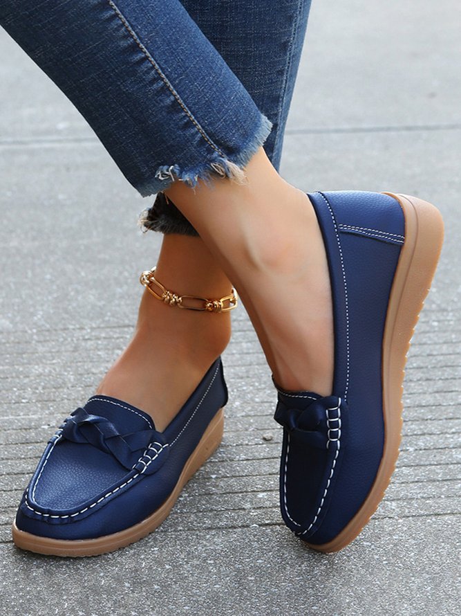 Comfy Braided Strap Flat Loafers