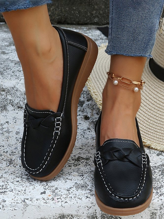 Comfy Braided Strap Flat Loafers