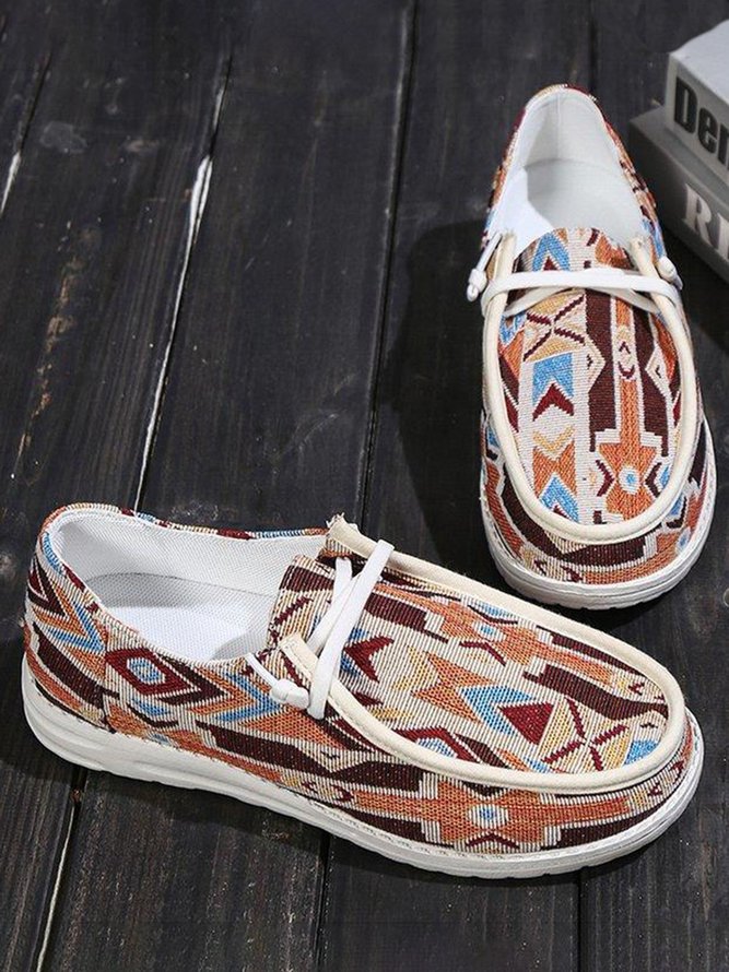 Plus Size Printing Comfy Slip On Canvas Boat Shoes