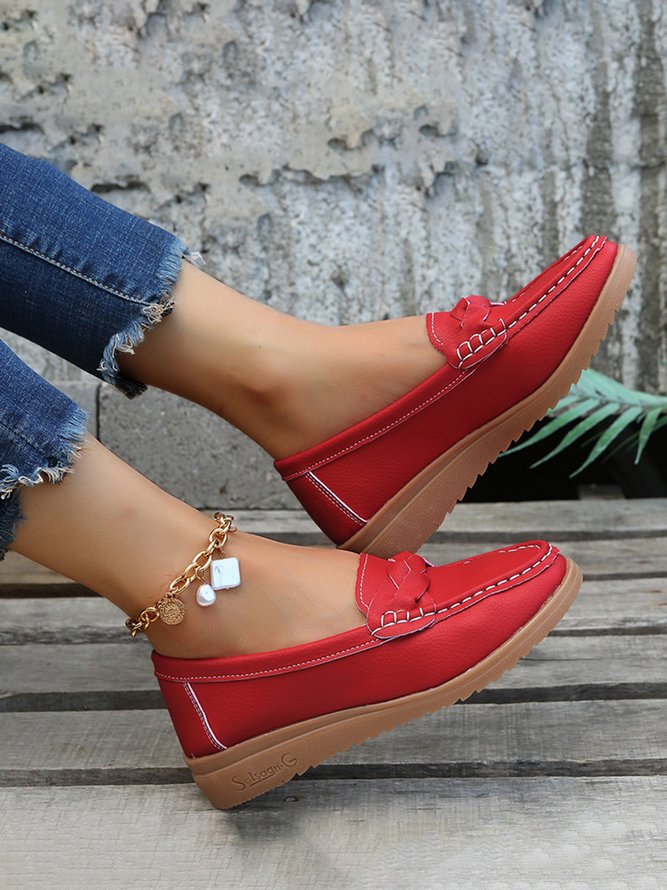 Comfy Braided Strap Flat Loafers