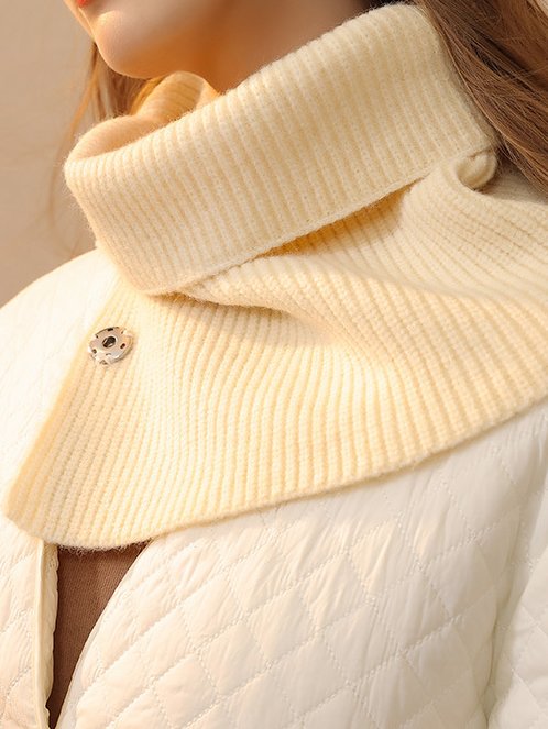 Casual Simple Plain Cotton Snap Scarf Autumn and Winter Warm, Breathable, Windproof Scarf Accessories