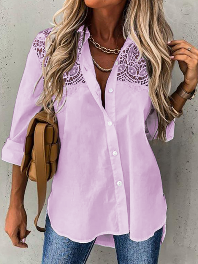 Casual Plain Autumn Micro-Elasticity Loose Hot List Regular Shirt Collar Regular Size Blouse for Women