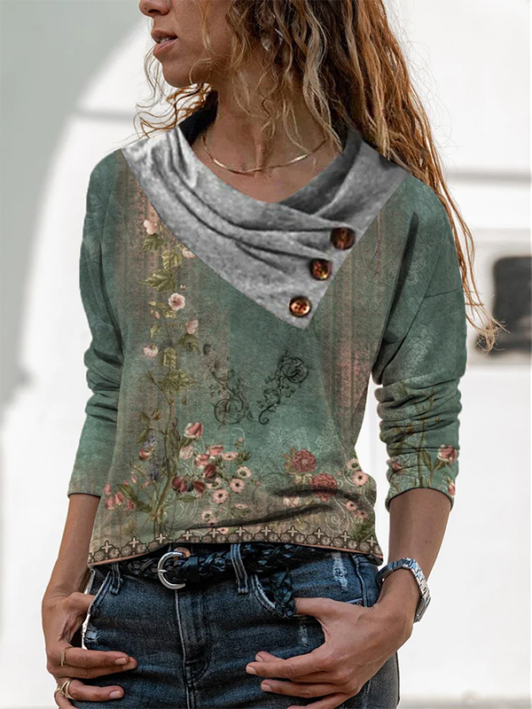Casual Floral Long sleeve T-Shirt