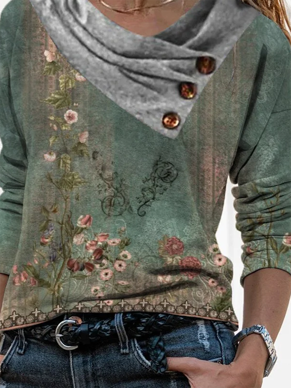 Casual Floral Long sleeve T-Shirt
