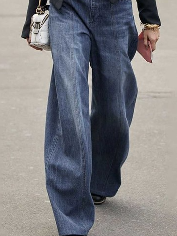 Plain Casual Loose Denim Jeans