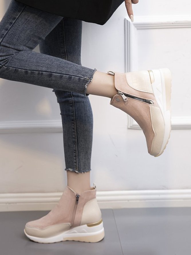 Faux Suede Panel Sports Booties