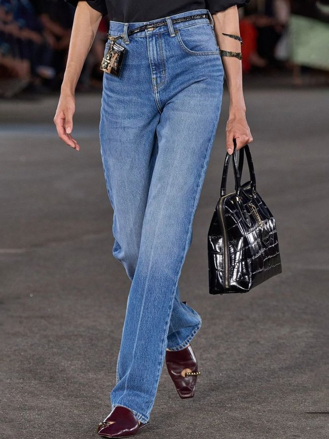 Denim Loose Plain Jeans