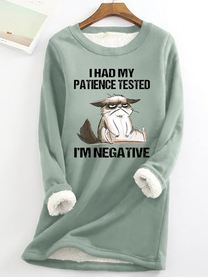 Womens Funny I Had My Patience Test Grumpy Cat Animal Crew Neck Sweatshirt