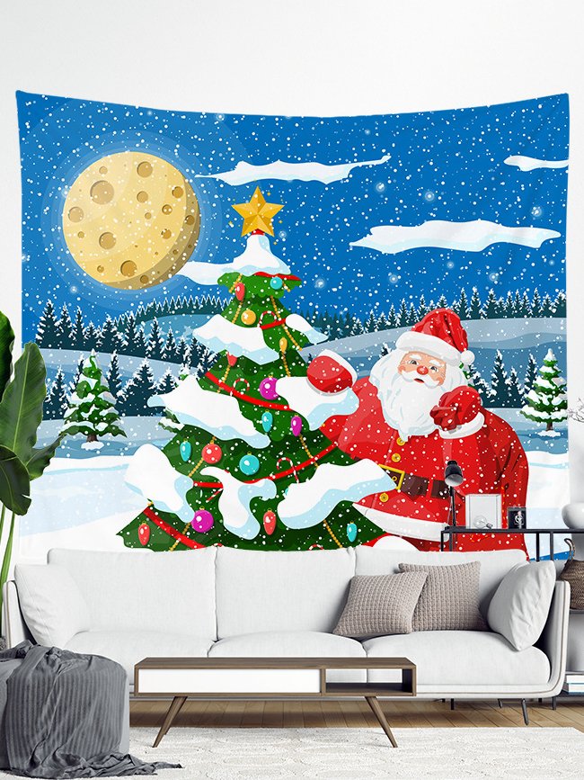 Christmas Tapestry Fireplace Xmas Tree Art For Backdrop Blanket Home Festival Decor In 51x60 Inches Xmas Decoration