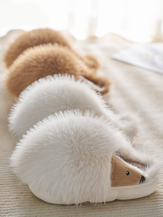 Plush Warm Cute Hedgehog Home Cotton Slippers