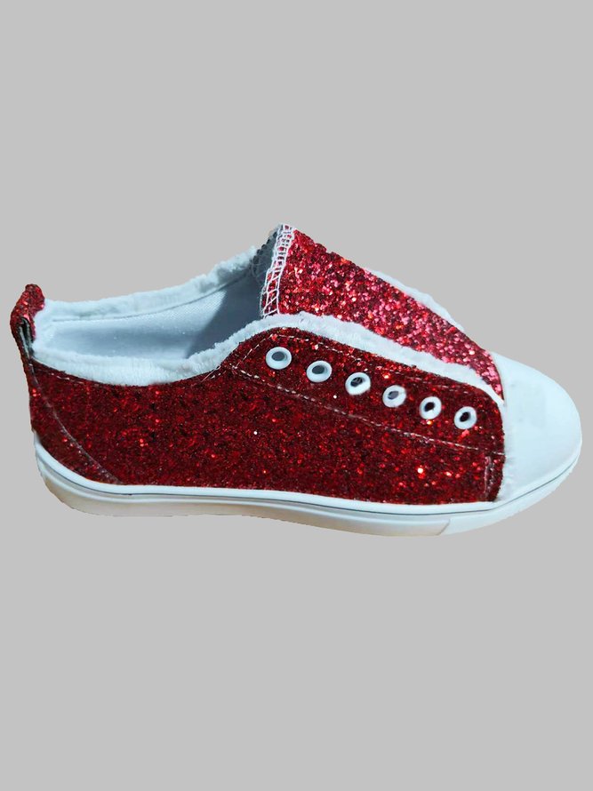 Christmas Red Shiny Lightweight Glitter Canvas Shoes Xmas Shoes