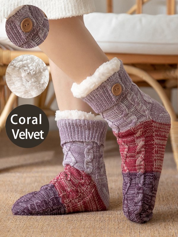 Casual Home Gradient Coral Fleece Floor Socks Pile Pile Socks Autumn Winter Thickening Warm Accessories