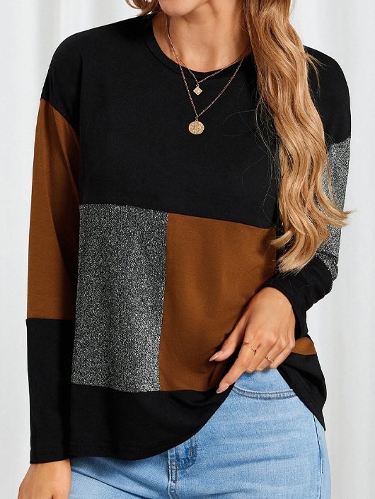 Loose Casual Color Block T-Shirt
