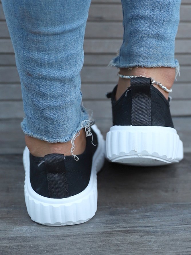 Plain Casual Slip On Canvas Sneakers