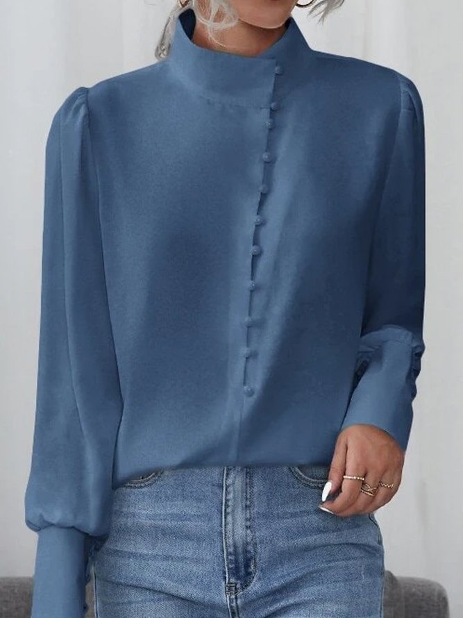 Casual Half Turtleneck Loose Jersey Blouse