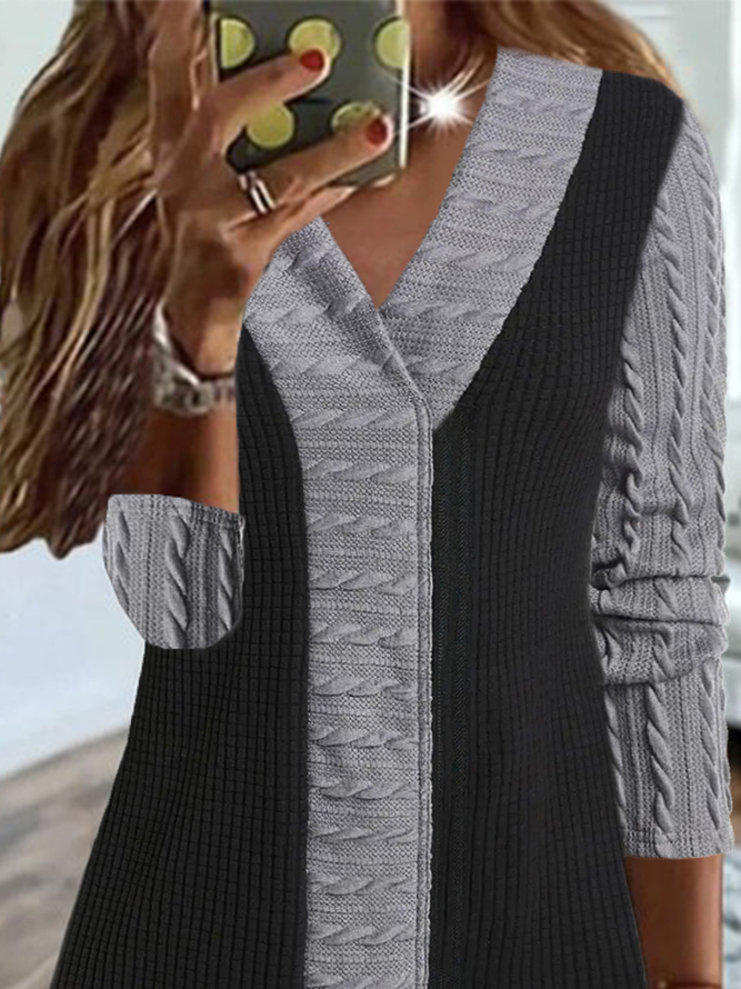 Casual V Neck Long sleeve Loose Top tunic