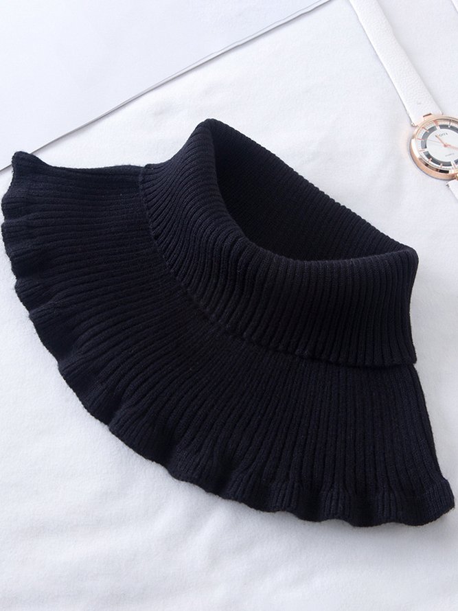 Daily Casual Solid Color Cashmere Knit Neck Sleeve Turtleneck Scarf