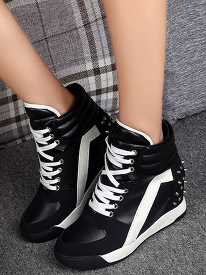Studded Contrast Panel Booster Casual Sneakers