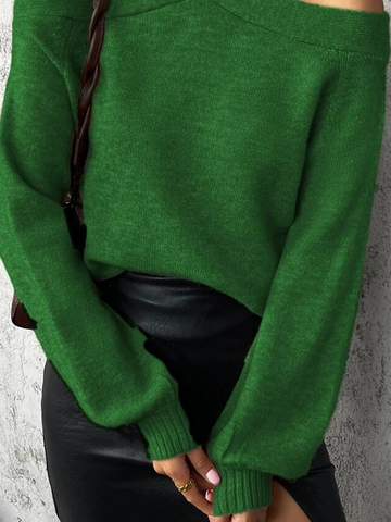 Casual Yarn/Wool Yarn Cross Neck Sweater