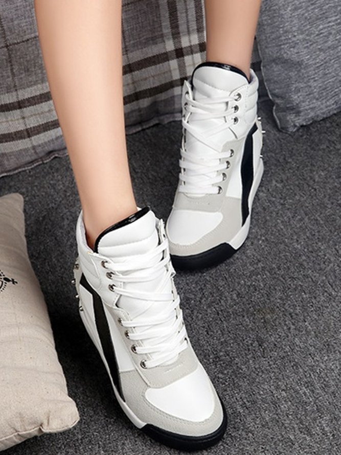 Studded Contrast Panel Booster Casual Sneakers