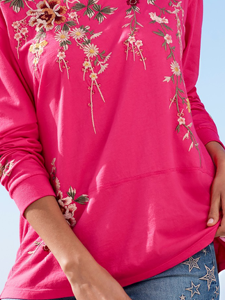 Embroidery Floral Casual T-Shirt