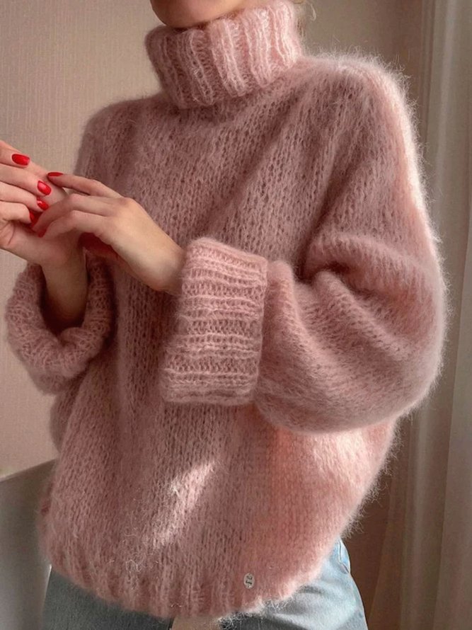 Turtleneck Casual Long sleeve Mohair Sweater
