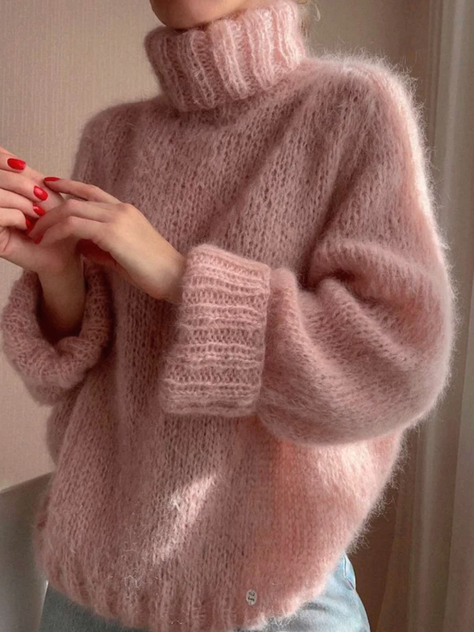 Turtleneck Casual Long sleeve Mohair Sweater