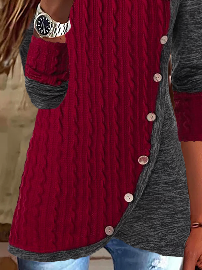 Christmas Casual Buttoned Long Sleeve Top Xmas Top