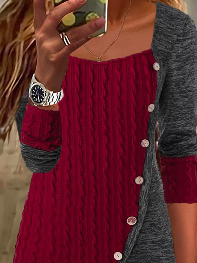 Christmas Casual Buttoned Long Sleeve Top