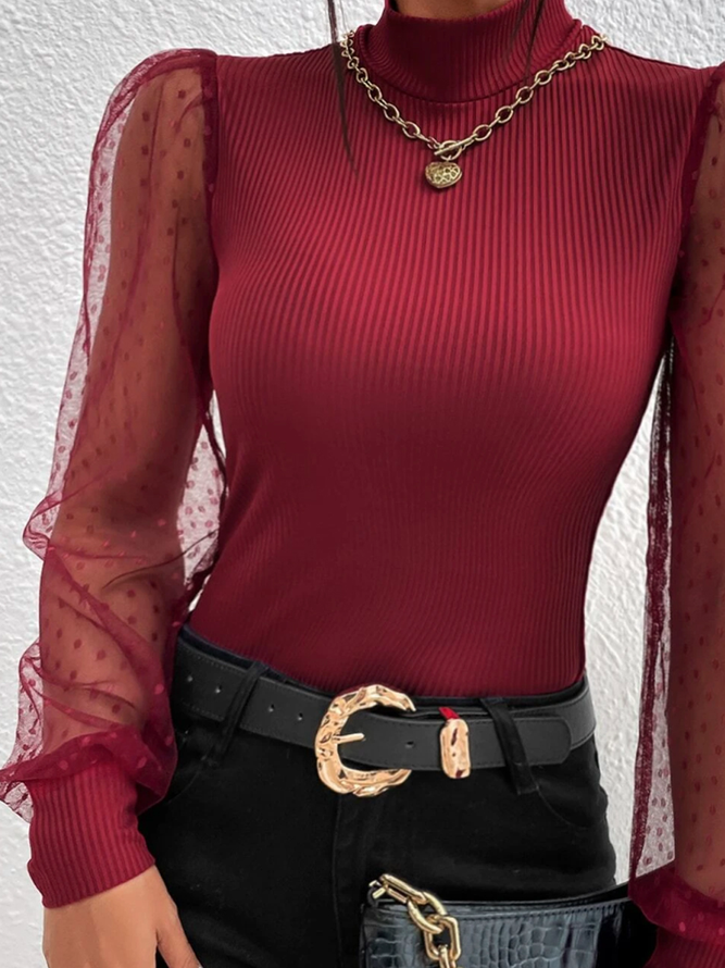 Regular Fit Party Stand Collar Lace Top