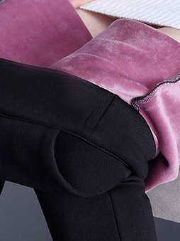 Casual Fluff/Granular Fleece Fabric Regular Fit Plain Leggings