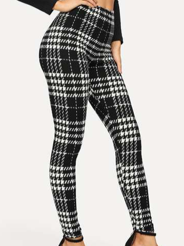 Jersey Casual Regular Fit Houndstooth Leggings