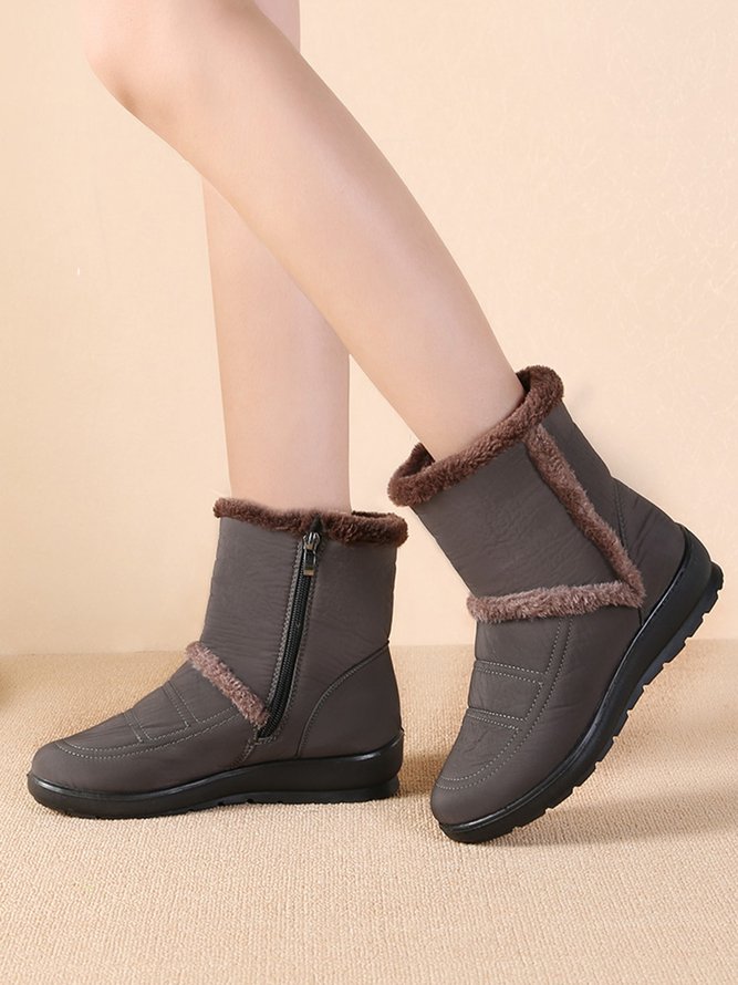 Casual Winter Warm Lined Snow Boots with Side Zip