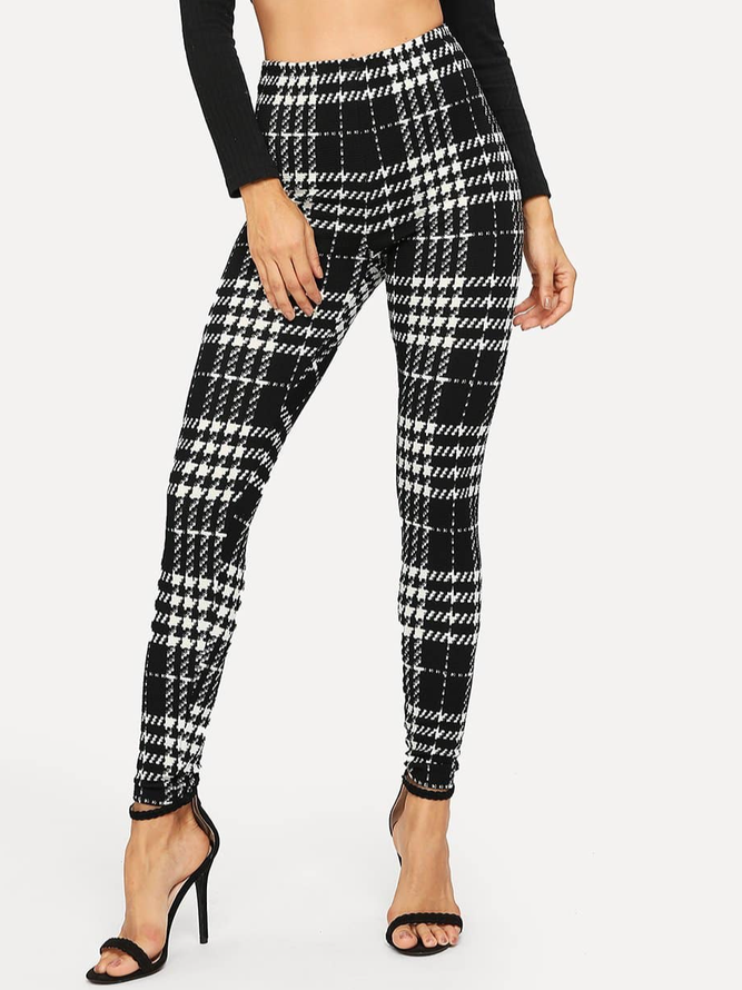 Jersey Casual Regular Fit Houndstooth Leggings