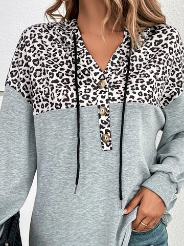 Leopard Jersey Hoodie Casual Sweatshirt