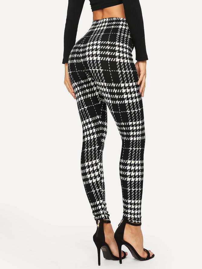 Jersey Casual Regular Fit Houndstooth Leggings
