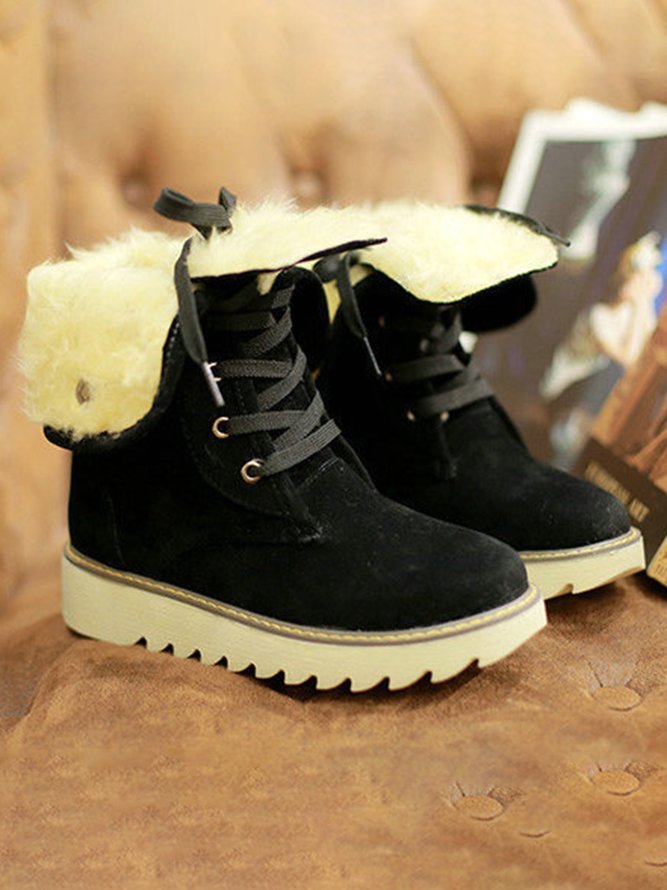 Artificial Suede Upper Long Plush Thermal Boots