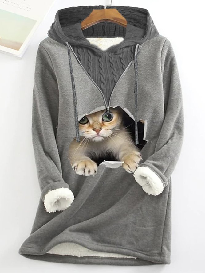Drawstring Animal Loose Casual Sweatshirt