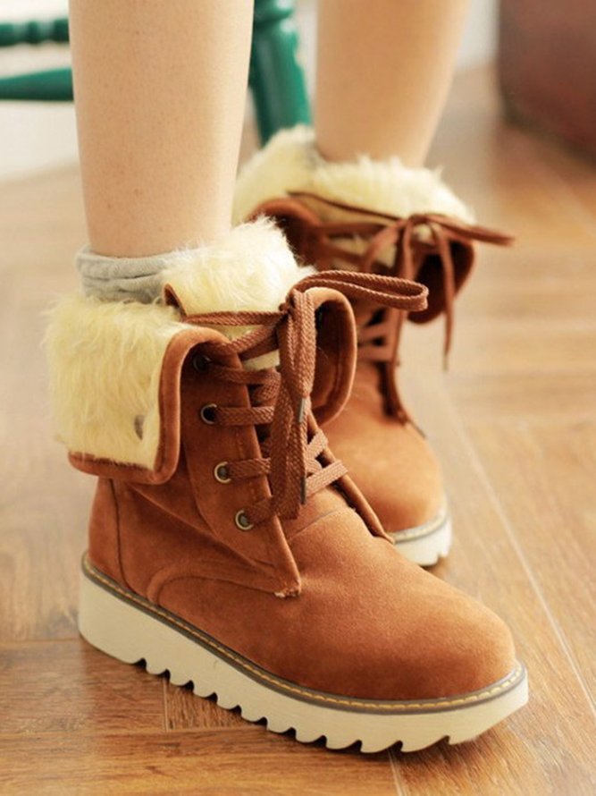 Artificial Suede Upper Long Plush Thermal Boots