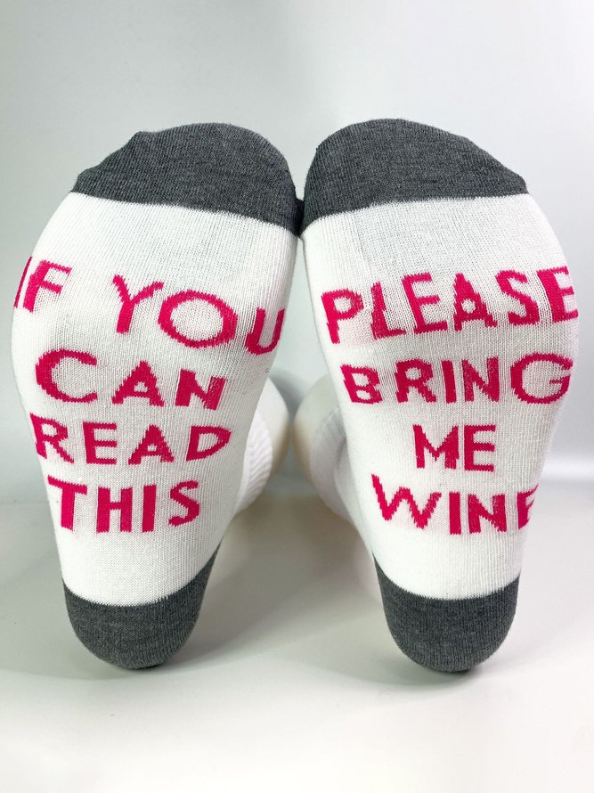 If You Can Read This Please Bring Me Wine Letter Pattern Cotton Socks Valentine's Day New Year Couple Accessories Decoration