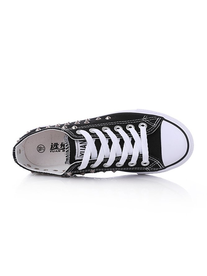 Rhinestone Lace-up Canvas Sneakers
