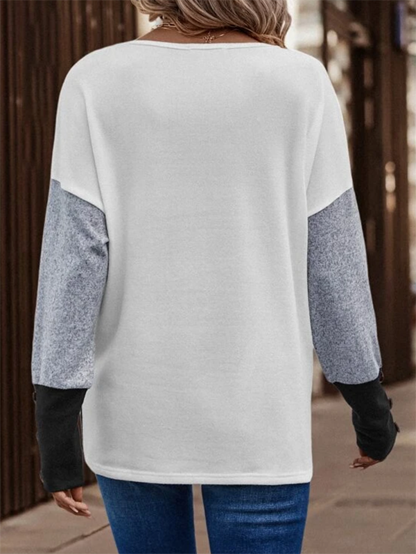 Buckle Color Block Casual T-Shirt
