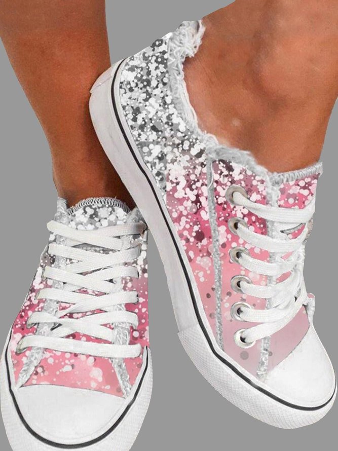 Pink Gradient Print Breathable Sneakers