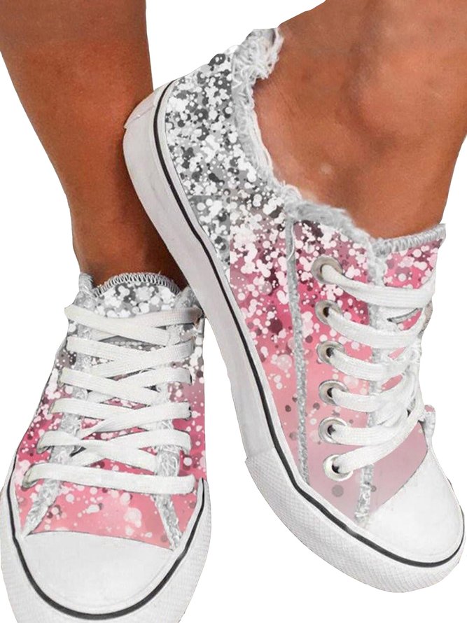 Pink Gradient Print Breathable Sneakers