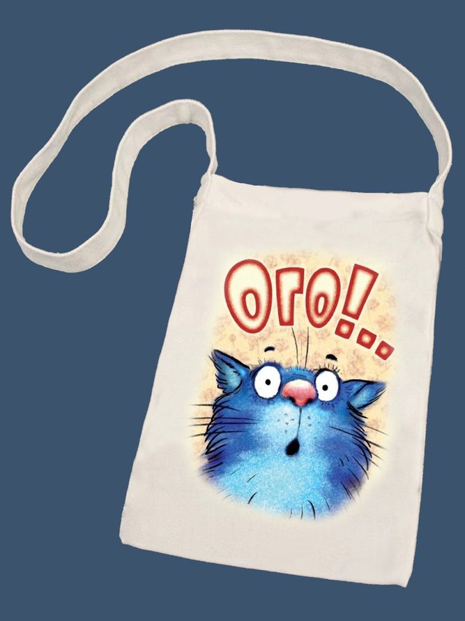 Cat Canvas Crossbody Shopping Bag