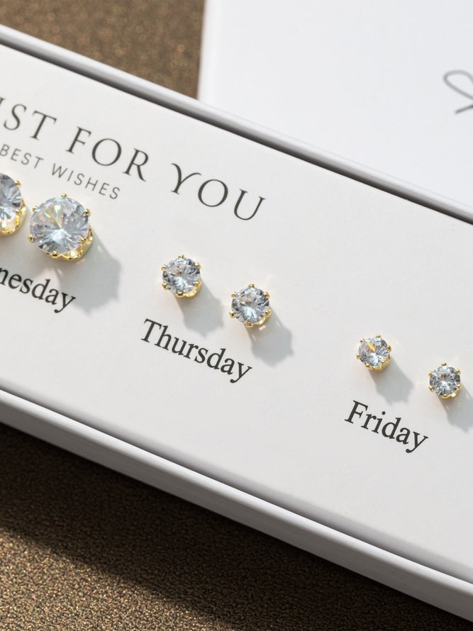 Everyday 5Pcs Diamond Stud Earrings Set Valentine's Day Party New Year Jewelry
